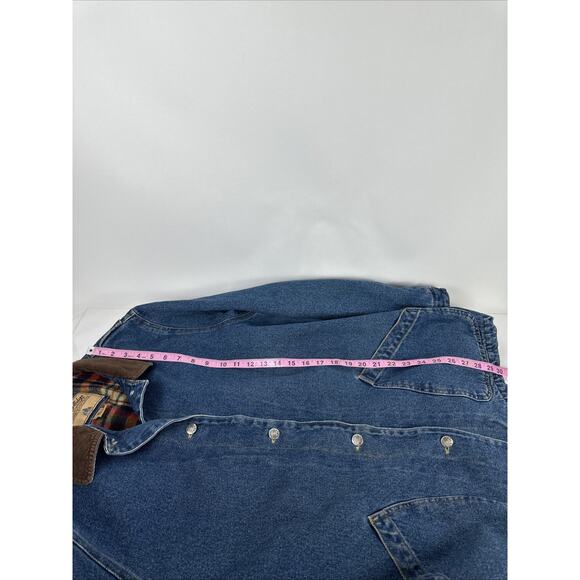 Vtg Denim Heavy Flannel Lined River Edge Women Sz XL Barn Jacket Corduroy Collar - Picture 6 of 7
